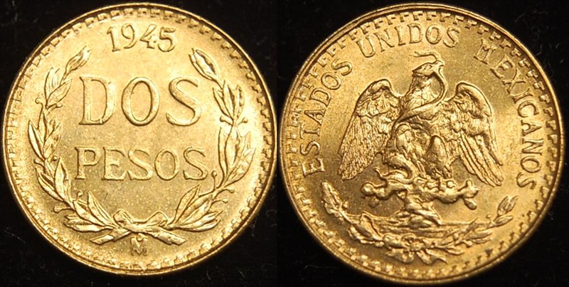 North America, Mexican Gold 2 Pesos, Circulation Strikes (1919